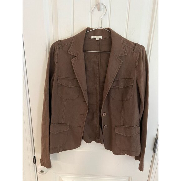 Vince Women's Linen Blend Brown Blazer Jacket‎ Size 10 - Picture 1 of 5